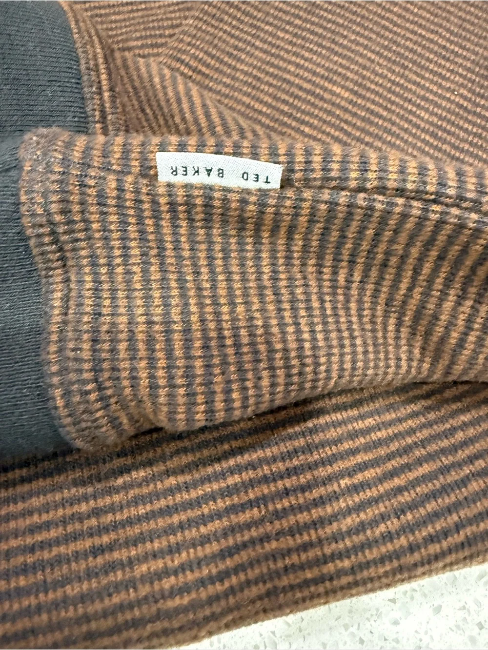 Ted Baker Brown Crewneck Sweater with Contrast Trim